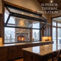 Fenêtre pliante à ouverture par le haut pour serre, villa, véranda, patio, terrasse, avec rupture de pont thermique, vitrage de 24 à 32 mm, valeur U 1.4