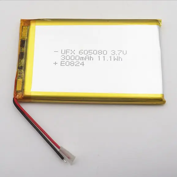 Batterie lithium-ion rechargeable, 3.7V, 3000/4000mAh, 605080 avec connecteur, BSM, PCB, PCM, NTC, fabriqué en chine