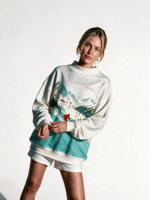 Chemisier tricoté pour femme à col montant, motif imprimé mignon, broderie 3D, style décontracté pour l'hiver et l'automne