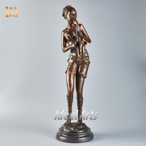 Fabriqué à la main 38cm petite décoration moderne Bronze laiton saxophone joueur Statue <span class=keywords><strong>musicien</strong></span> Figurine abstraite clarinette Statue - Product Image 4