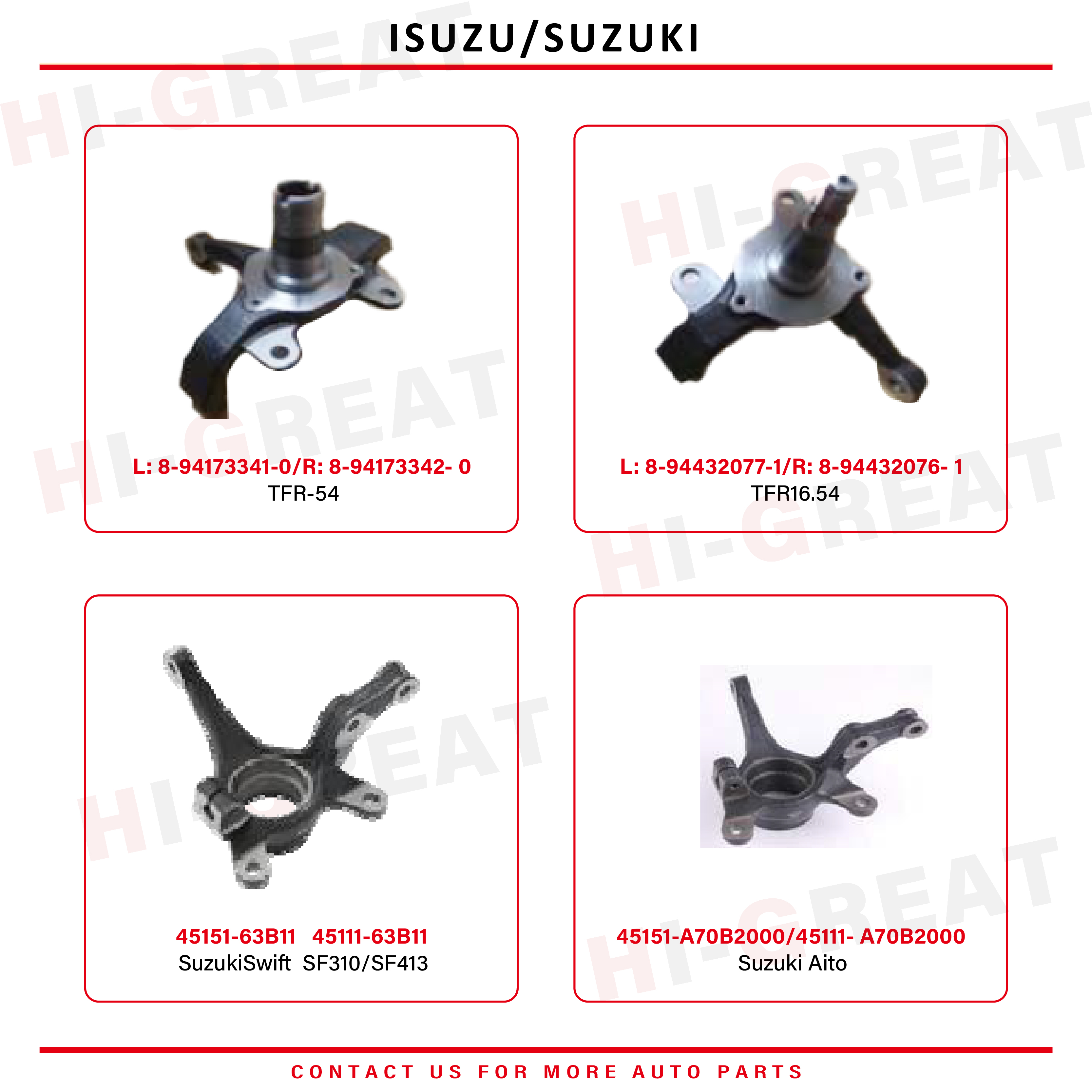 Steering Knuckle 8-97943-625-1, 8-97943-624-1 for Isuzu D-MAX