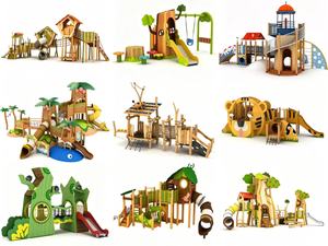 Ensemble <span class=keywords><strong>de</strong></span> jeu en bois <span class=keywords><strong>de</strong></span> style jungle avec toboggan et barre d'équilibre pour <span class=keywords><strong>aire</strong></span> <span class=keywords><strong>de</strong></span> <span class=keywords><strong>jeux</strong></span> publique extérieure - Product Image 4