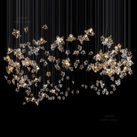 Lustre en verre en forme de petite étoile pentagramme, design non standard, pour hall d'hôtel, salle d'exposition, immeuble duplex