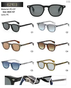 نظارات شمسية UM 62103 بتصميم عصري راقٍ على الطراز الأوروبي والأمريكي، إطار عتيق الطراز، عدسات بلاستيكية، أذرع من مادة CP، حماية من الأشعة فوق البنفسجية UV400، شعار مخصص فريد - Product Image 5