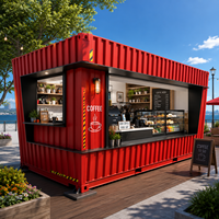 Maison conteneur plate de 20 pieds sur mesure, construction rapide, pour café mobile, kiosque de projet de rue