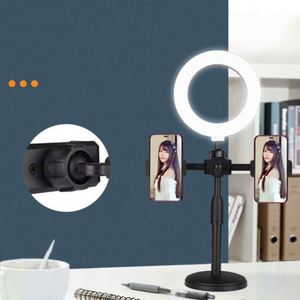 Support de téléphone double avec anneau lumineux de 6 pouces pour diffusion en direct, support de téléphone de bureau avec lumière d'appoint de 16 cm - Product Image 4