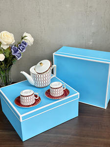 Ensemble thé et café en porcelaine à motif circulaire rouge minimaliste de style européen, collection de céramique très vendue - Product Image 2