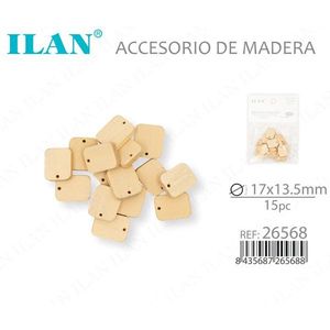 Accessorio Rettangolare in Legno Ilan 17x13.5mm 15pz per Decorazioni Artigianali - Product Image 3