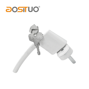 Poignée de fenêtre coulissante en aluminium noir/blanc avec serrure à clé, poignée <span class=keywords><strong>Espag</strong></span> en PVC, poignée de fenêtre à point unique avec tige - Product Image 2