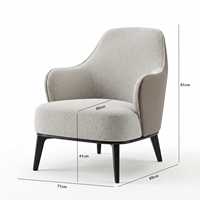 Fauteuil moderne italien bicolore en tissu et PU avec pieds en bois massif noir pour café, hôtel, projet commercial ou de bureau