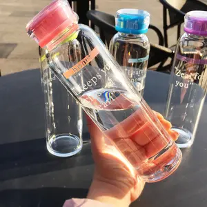זכוכית אישית ספק בקבוק זכוכית בורוסיליקט 500 מ "ל בקבוקי מים מזכוכית