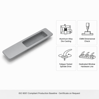 Manija Empotrada de Aluminio 65.22.091, Tirador Empotrado para Puerta Corredera de Vidrio y Metal, Diseño Moderno para Uso en Villas y Cocinas