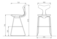 Tabouret de bar haut Gaosheng moderne et durable en plastique et métal avec base métallique pour usage commercial, salon, salle à manger, maison, bureau