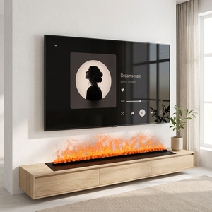 <span class=keywords><strong>Cheminée</strong></span> électrique industrielle Tonya avec télécommande, volume de brume réglable, effet de flamme dynamique, foyer à vapeur d'eau - Product Image 3
