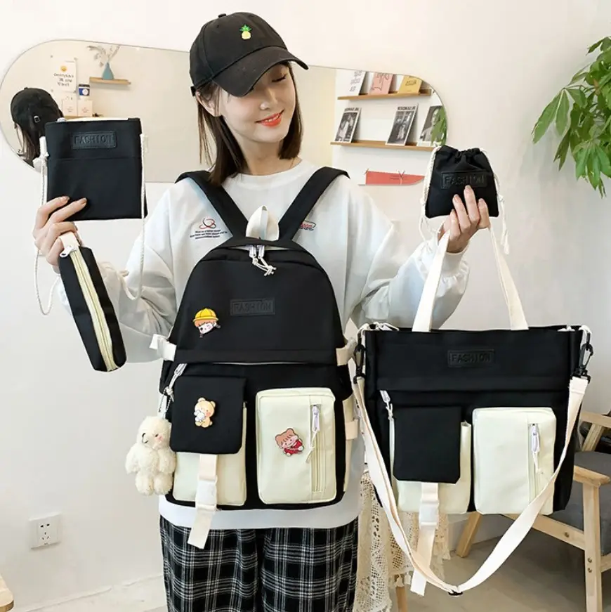 2021เดินทางกันน้ำ Rucksack ห้าชิ้นชุดกระเป๋าเป้สะพายหลังโรงเรียน