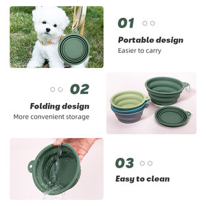 BPA miễn phí thân thiện với môi cấp thực phẩm di động Silicone nước con chó Bát gấp du lịch ráp cắm trại ngoài trời - Product Image 5