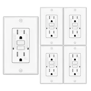 GFCI Outlet Tamper-Resistant Weather Resistant Receptacle Indoor or Outdoor Use LED Indicator with Decor Wall Plates and Screws