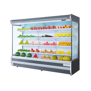 Commercial supermarket fruit display refrigerator vegetable salad air curtain cooler