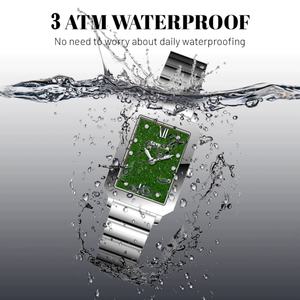 Reloj de Mujer de Diseño Cuadrado de Acero, Elegante y Lujoso, Plateado y Verde, con Cuarzo, Logotipo Personalizado, Popular, Reloj para Mujeres - Product Image 3