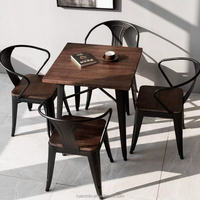 Industrielle Retro Metall Holz Eisen Esstische Kaffee Restaurant Stühle Rückenlehne Design Restaurant Sets