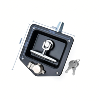 Verrou à palette robuste en acier inoxydable 304 avec revêtement en poudre noire, à clé, pour boîte à outils de véhicule, avec poignée en T pliable