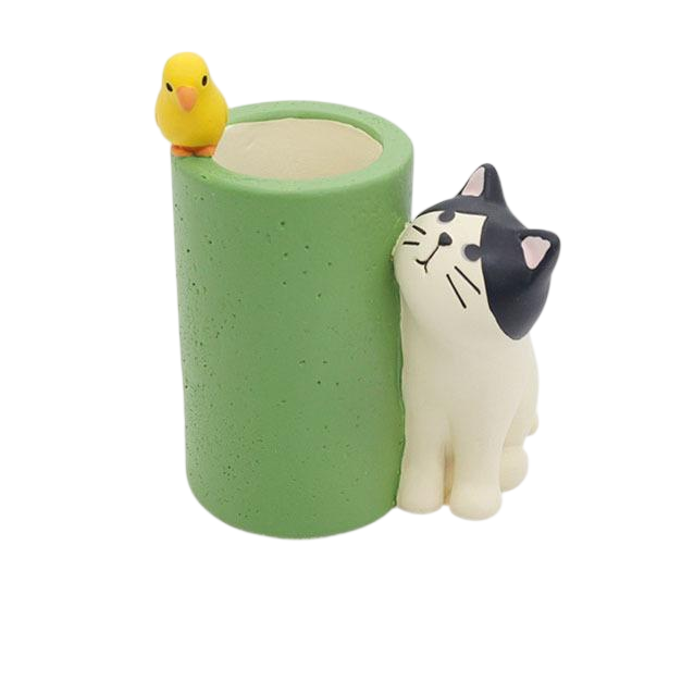 Conteneur à stylos en forme d'oiseau de jeu de chat vert