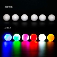 Balle de golf lumineuse LED colorée en caoutchouc souple Surlyn avec logo imprimé pour l'entraînement nocturne