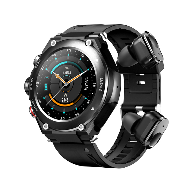 New 2 in 1 Smart Watch Bracelet T92 with TWS Wireless Earbuds 1.28inch Heart Rate Blood Pressure Sports Waterproof Smartwatch
