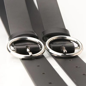 JULUN Damesriemen PU-riem op maat gemaakte riem zwart met zilveren ronde gesp minimalistische taille-accessoire - Product Image 5