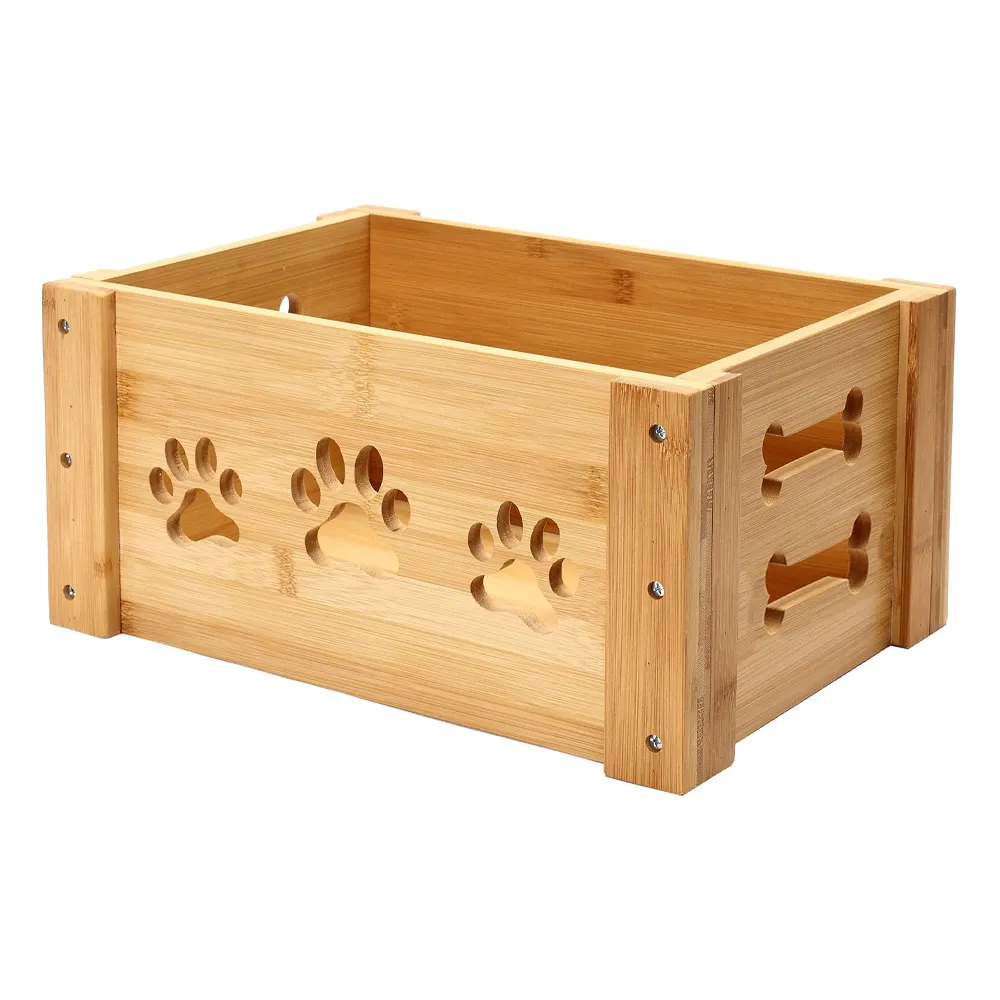 Las cajas de juguetes de madera para perros son adecuadas para almacenar juguetes para gatos y perros y otros suministros para mascotas