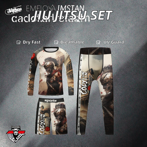 Conjunto de Camiseta y Pantalones de Jiu Jitsu para Hombre, Transpirable, Anti-UV, de Secado Rápido, para Boxeo, Gimnasio, Invierno, 220g, 4 Piezas/Conjunto - Product Image 2