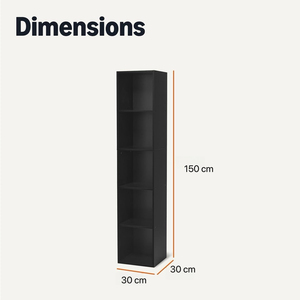 Kệ sách mô-đun 5 khối màu đen cho khối lưu trữ vải | hệ thống tổ chức tủ quần áo - Product Image 3