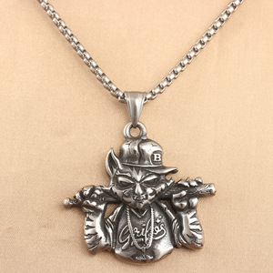 จี้รูปแมวสแตนเลสธีมสัตว์พังก์เรโทรสร้อยคอผู้ชายของขวัญ 231025 - Product Image 1