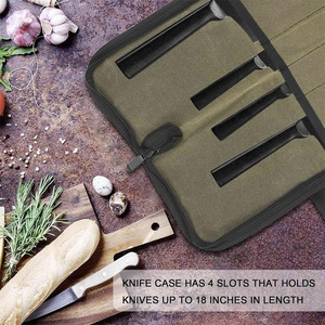 Bolsa de Almacenamiento Portátil para Cuchillos de Chef, de Lona, Color Verde Militar Caqui, con Cierre, para Acampar al Aire Libre - Product Image 4