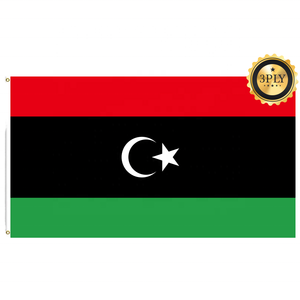 Bandera de Libia al por mayor de 3x5 pies, doble cara, 3 capas, poliéster resistente, para exteriores, bandera nacional libia, Drapeau <span class=keywords><strong>Libye</strong></span> - Product Image 1