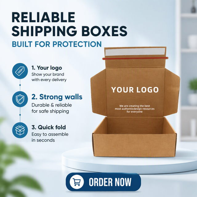 Custom  Tear Strip Mailer Box Easy Peel Open Corrugated Cardboard Shipping Box Self Seal Tear Tape E Commerce Packaging Boxes