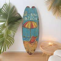 Poli été Style hawaïen en bois planche de surf tenture murale plage planche de surf Plaque avec crochet ornements pour décor de fête à la maison