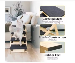 Opvouwbare 4-staps Houten Hondentrap Antislip Pet Steps Lichtgewicht Draagbaar Voor Kleine Middelgrote Honden Katten Bedden Sofa Cars - Product Image 4