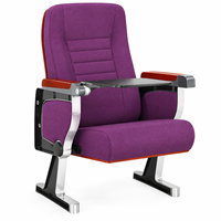 Chaise d'auditorium en tissu avec structure en alliage d'aluminium, siège de théâtre avec panneau arrière décoratif en bois
