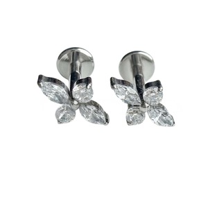 F136 G23 <b>Titanium</b> Clover Zircon <b>Stud</b> Earring For Ear Cartilage Piercing Jewelry - Product Image 4