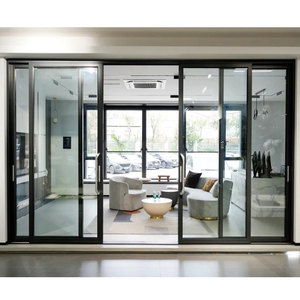 Puerta <span class=keywords><strong>Corredera</strong></span> de Vidrio y Aleación de Aluminio, Estilo Moderno Francés, Minimalista, Insonorizada, Aislante Térmico, Impermeable, para Separación de Espacios en Supermercados - Product Image 6