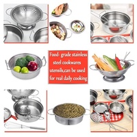 Jouets de cuisine en acier inoxydable pour enfants, simulation 2022, jeux de rôle, casseroles, poêles, accessoires de cuisine en métal