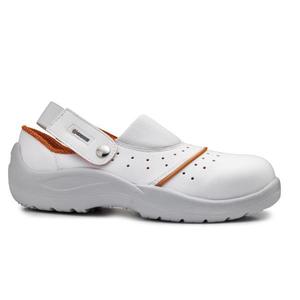 Chaussure de sécurité blanche à base d'osmium, taille 37, classe électrostatique A, garniture orange, SB FO E A SRC - Product Image 1