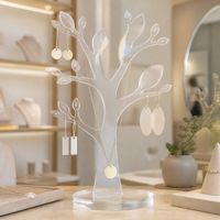 Présentoir Arbre en Acrylique Personnalisé pour Bijoux, Support Transparent pour Boucles d'Oreilles et Colliers, Présentoir de Comptoir pour Magasins, Ensembles de Présentoirs avec Base et Logo OEM