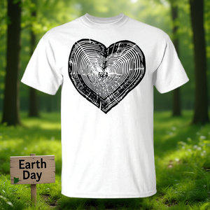 T-shirt Earth Day pour les amoureux de la nature avec motif d'anneaux d'arbre en forme de cœur - Product Image 3