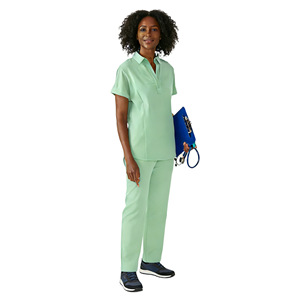 Unisex Hospital Scrub Suit Split Set Rose Red Light Purple Royal Blue Navy Blue Light Green Wine Red HZM-191 Woven Fabric - Product Image 3