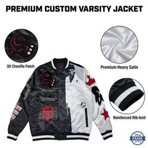 Men Varsity Color-block <b>Patchwork</b> PU Leather Embroidered Intricate Letter Sleeves Autumn American-style High-street Casual - Product Image 1