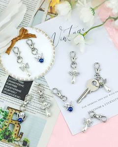 Porte-clés en gros avec pierre de naissance et ange gardien, idéal pour les mariages, baptêmes, baby showers, cadeaux de bénédiction, prêts à expédier (RTS) - Product Image 5