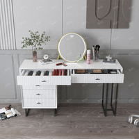 NOVA Meubles modernes Commode réglable pour chambre à coucher Table de maquillage en bois blanc avec miroir à lumière LED