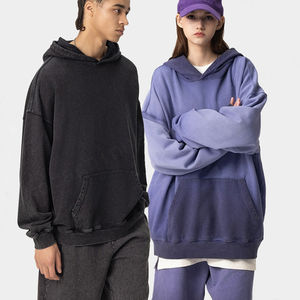 Wholesale Vintage Acid Wash Hoodies Long Sleeve Oversized Washed Heavy Weight French Terry Custom Logo Blank Hoodies for Men - Product Image 2